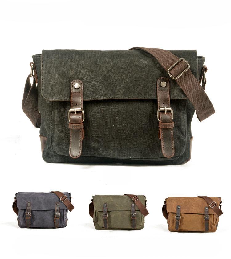Mukawa Men's Water-Repellent Canvas Crossbody Messenger Bag - Retro Sports Shoulder Bag
