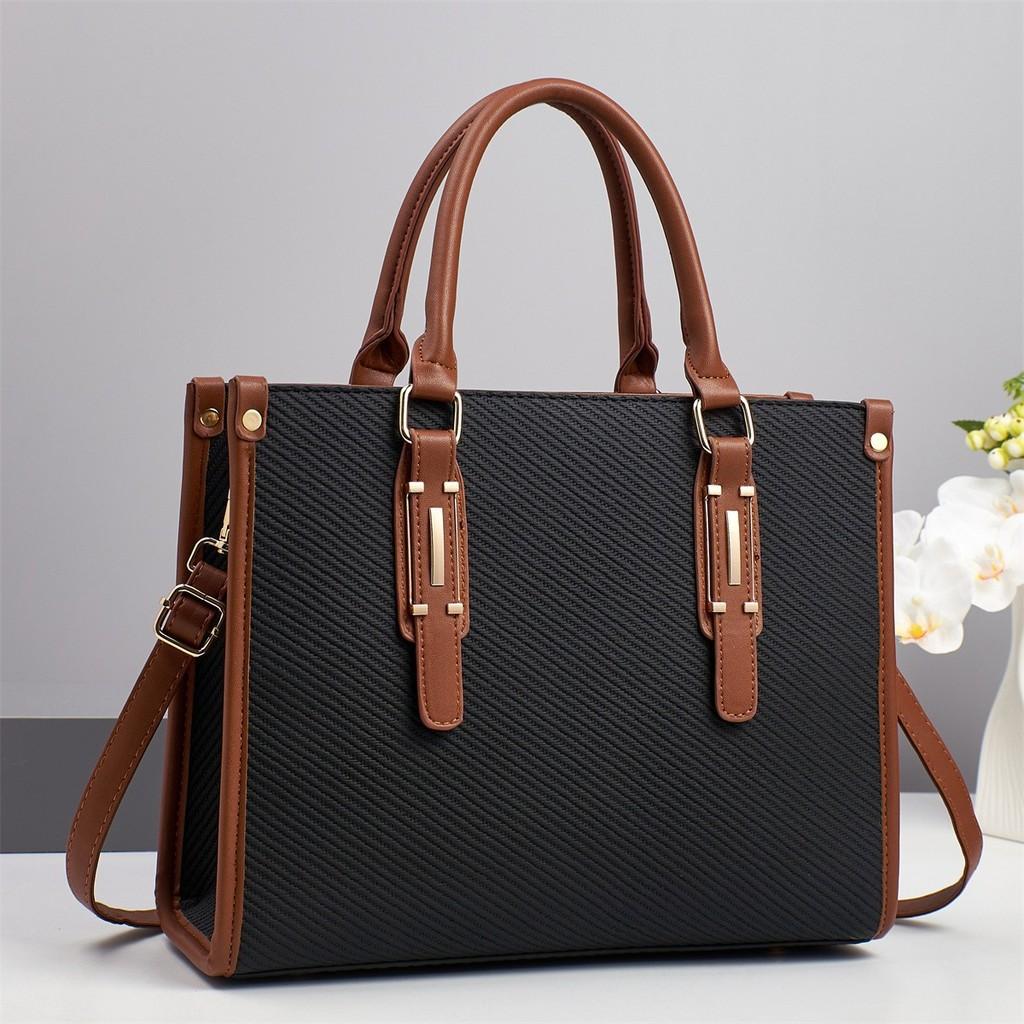 Vintage Retro Pu Leather Womens Casual Tote Bag With Zipper For Daily Use