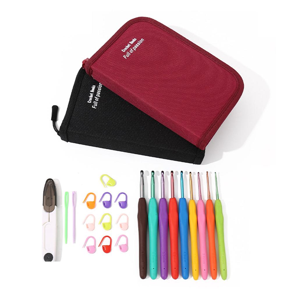 22pcs Crochet Hooks Set Crochet Hook Kit with Storage Case Ergonomic Knitting Needle Weave Yarn Kits DIY Hand Knitting