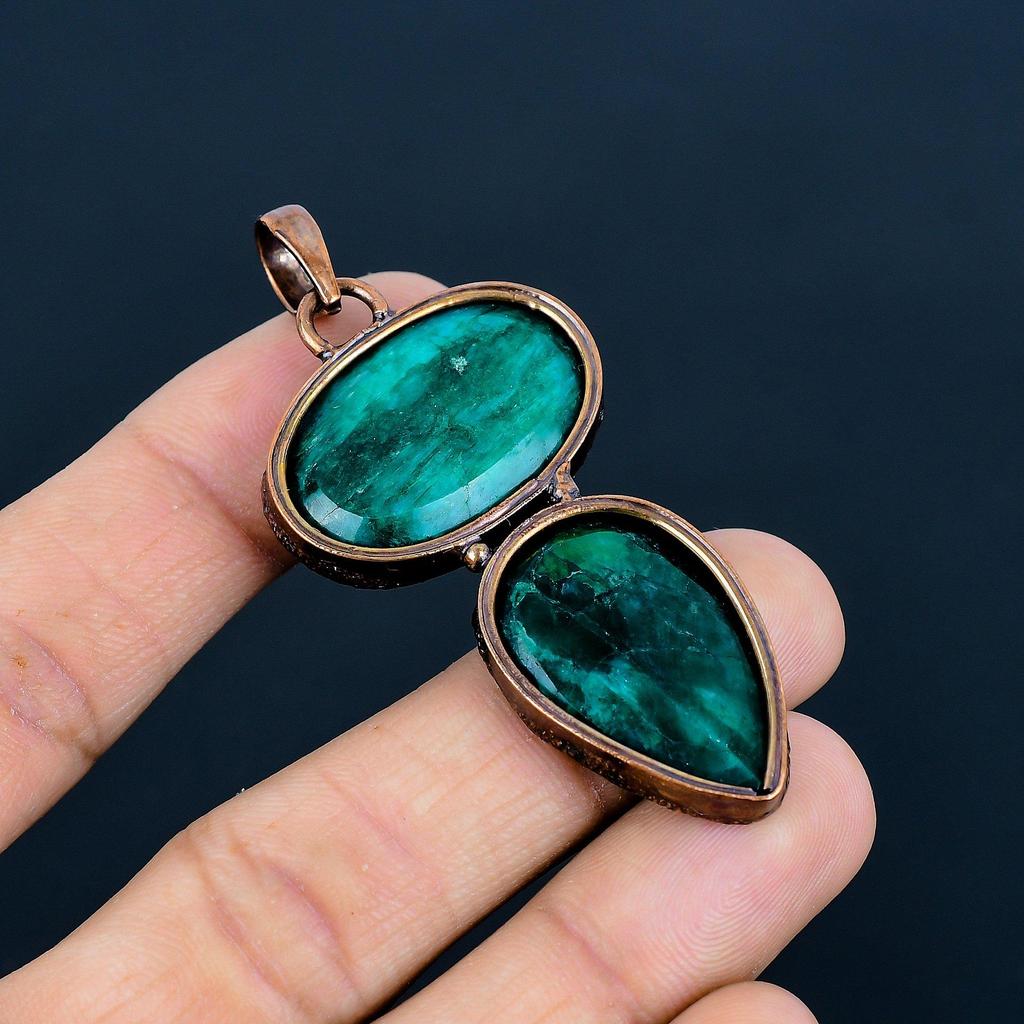Emerald Pendant, Copper Electroformed Pendant Gemstone Jewelry, Handmade Pendant Amazing Jewelry, Gift For Her