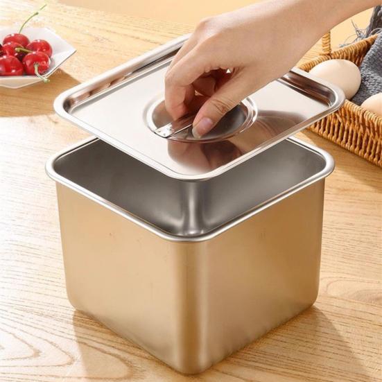 Stainless Steel Square Seasoning Box with Handles Heavy-Duty Storage Container for Lard Sauces Condiments Rust-Proof Spice Box for Home Commercial