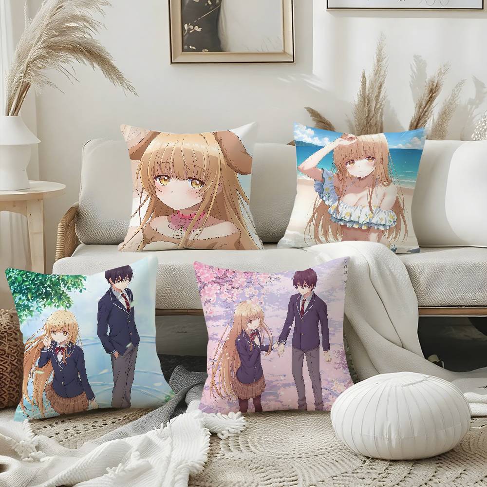 Anime M-My Next Door GirlS Pillow Case Soft Plush Fabric Double Sided Print Decorative Home Living Room Gift Cushion Cover