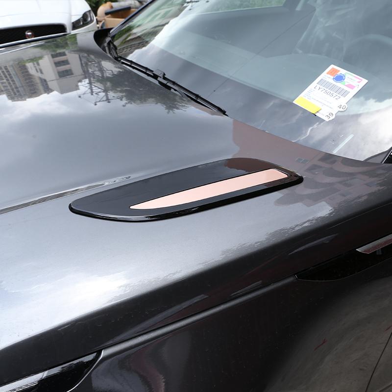 2 sztuk ABS srebrny kaptur wylot nawiewu powietrza skrzydło wykończenia naklejki dla Range Rover Velar 2017 2018 dekoracja zewnętrzna samochodu
