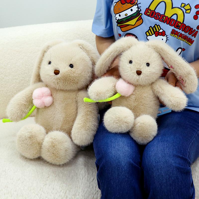 Hugging Flower Rabbit Rabbit Plush Toy Cute Long-eared Rabbit Doll Soothing Cloth Doll Hugging Sleeping Rabbit