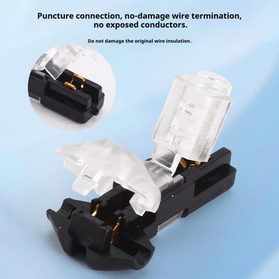 10/20/30/40/50Pcs T Tap Wire Splice Connectors 3 Way 1 Pin Solderless Low Voltage Cable Connectors No Stripping 18-22 AWG Wires Quick Connector