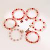 Elegant Handmade Beaded Semi-Precious Stone Bracelet with 18K Copper-Plated Heart LOVE Pendant