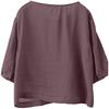 Women's Retro 3/4 Sleeve Versatile Single Breasted Linen Cotton Blouse Casual Loose Top