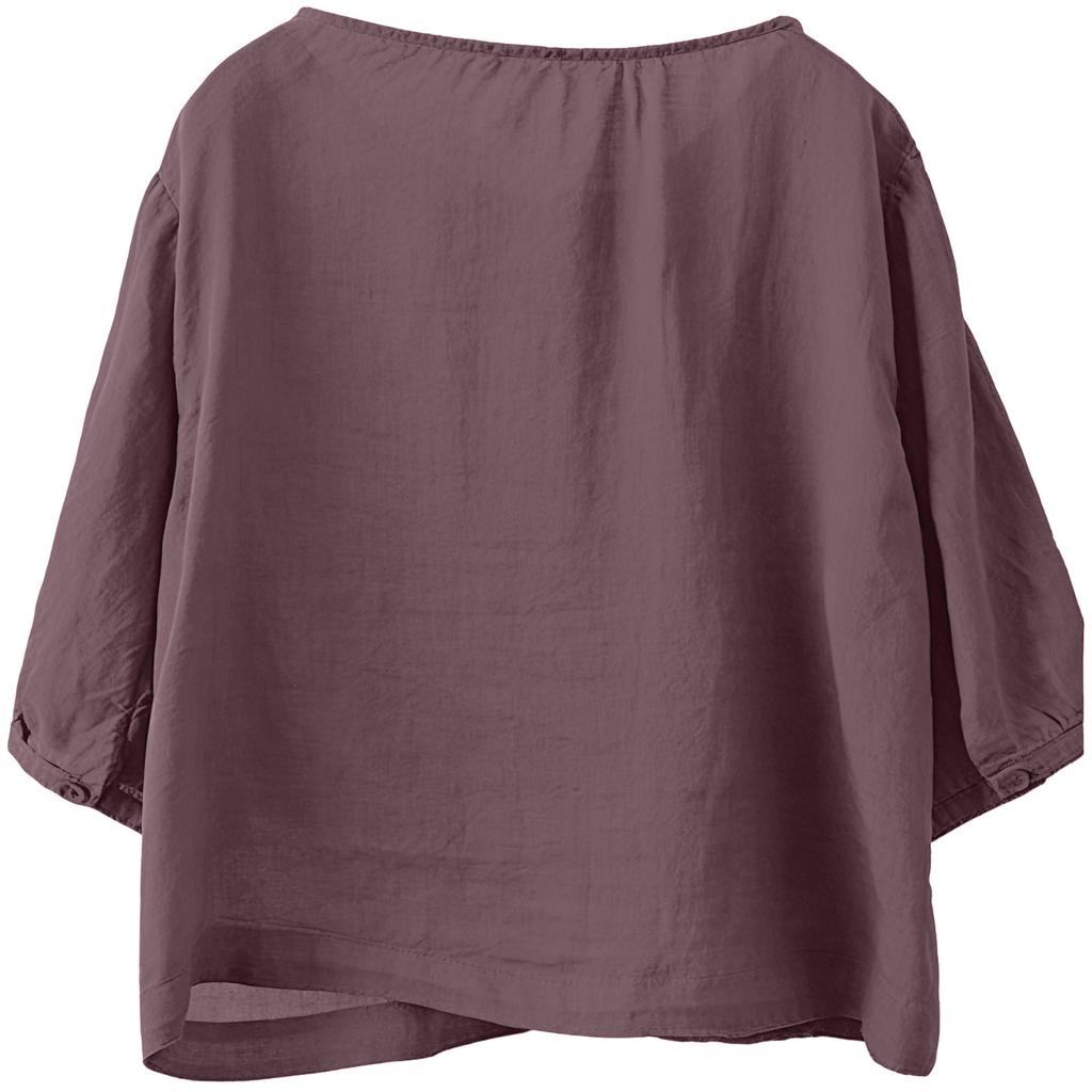 Women's Retro 3/4 Sleeve Versatile Single Breasted Linen Cotton Blouse Casual Loose Top