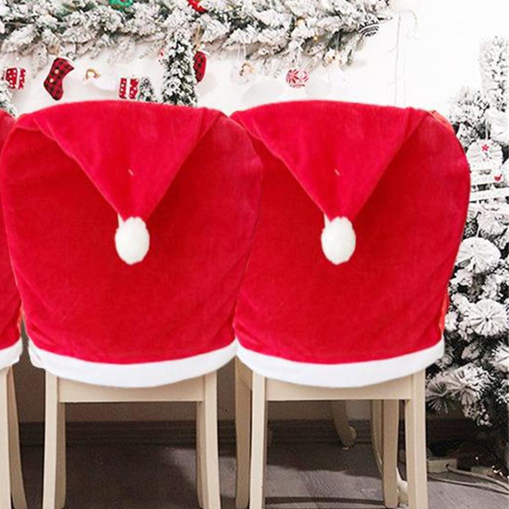 Christmas Chair Cover Santa Hat Dining Chair Covers for New Year 2023 Christmas Party Home Kitchen Table Decoration Gift