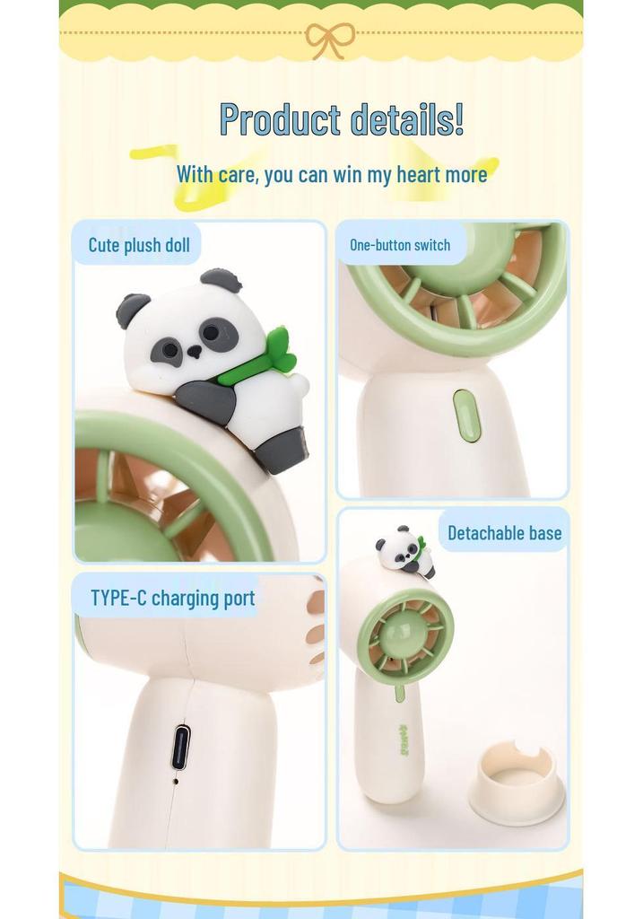 Cartoon USB Rechargeable Mini Handheld Fan - Outdoor Portable with Powerful Wind