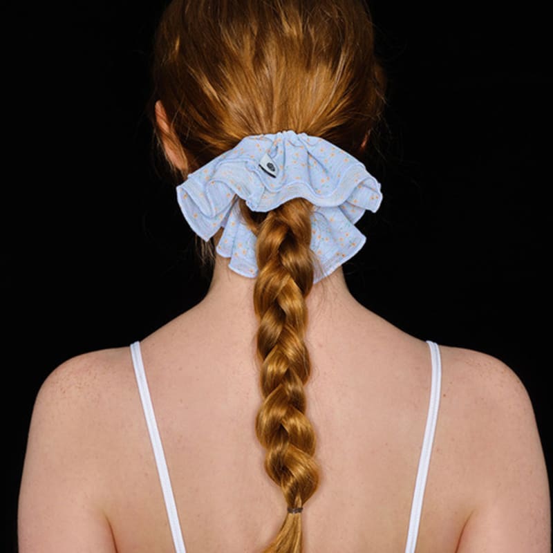 Eireve FLORAL CHIFFON FRILL SCRUNCHIE (BLUE)