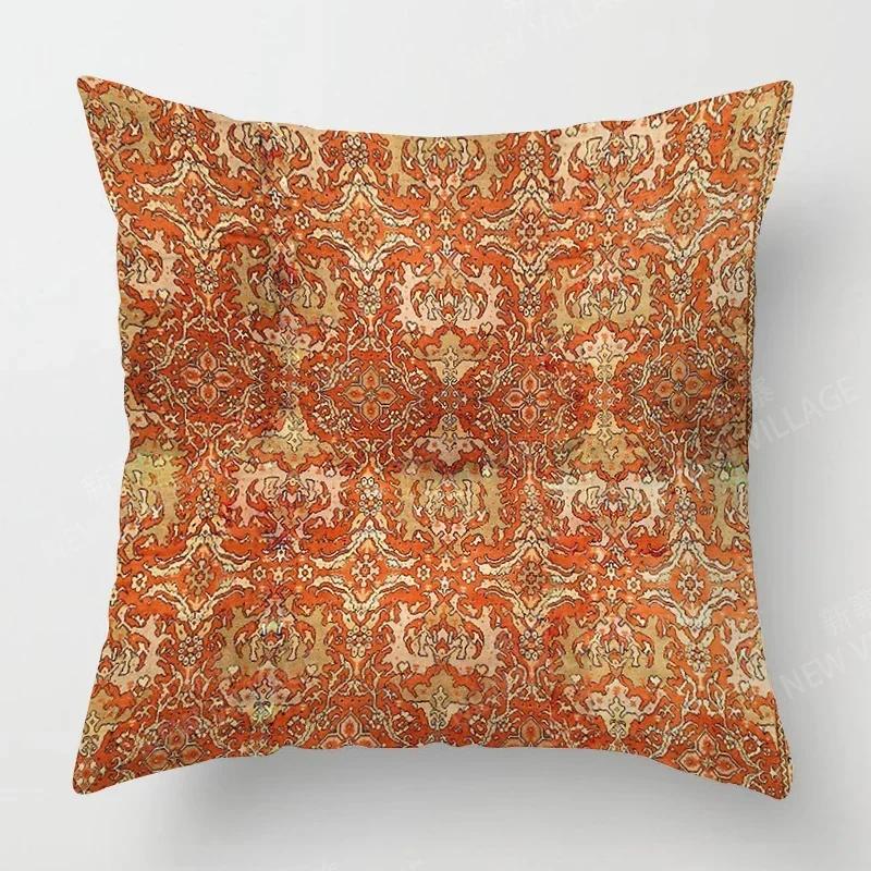 Home Decor Colorful Ethnic Pattern Digital Print Pillow Covers Pattern Cushion Cover Suitable for Sofa Bedroom Car Pillow Cover