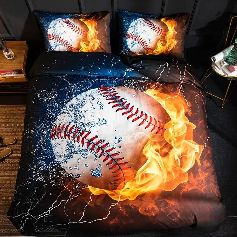 Ball Printing Quilt Cover King Size Football Basketball Sports Bedding Set Double Single Home Textile