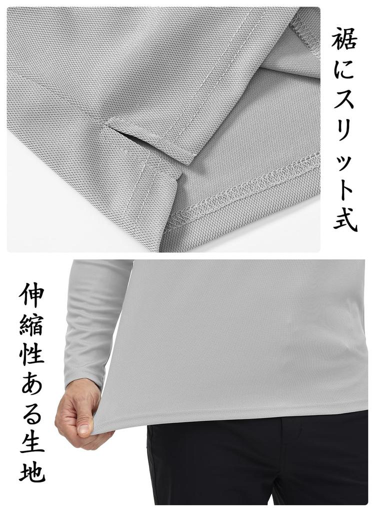 TBMPOY Long Sleeve Polo Shirt with Business UV Outdoor Light Size XL Men's Pockets, Top, Golf, Fitness, Training, Stretchy, Fold-down Collar,