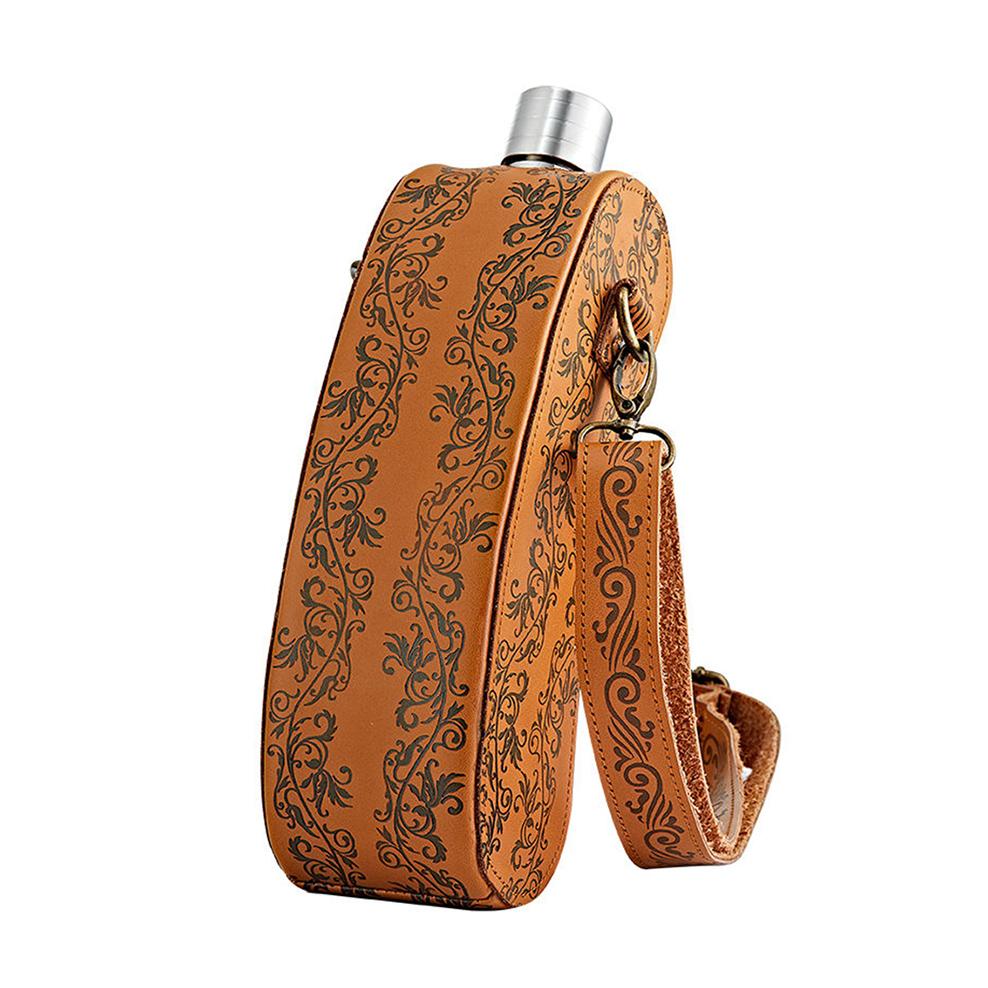 

28 унций, русский маленький флягон, фляга из нержавеющей стали 304 с кожаным чехлом, Фляги для алкоголя, Портативная плоская бутылка для вина для улицы