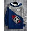 Boys' fashionable 3D printed football pattern, comfortable and versatile long sleeved hooded top for children