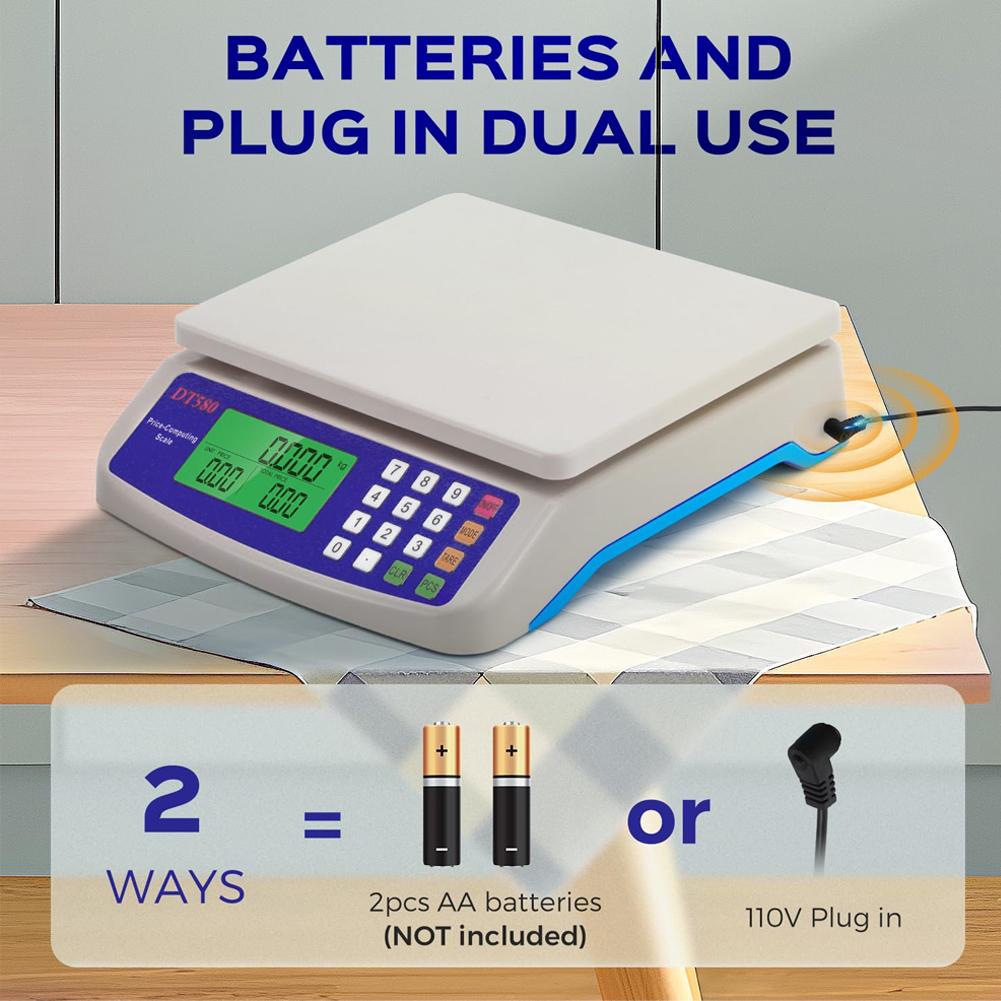 30kg/1g Large Digital Kitchen Scale with Tare Function Commercial Food Scale Price Computing Scale for Meat Vegetables