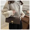 Textured Woven Square Bag Fashion Shoulder Handbag Casual Crossbody Purse Simple Solid Color Faux Leather Tote KTB