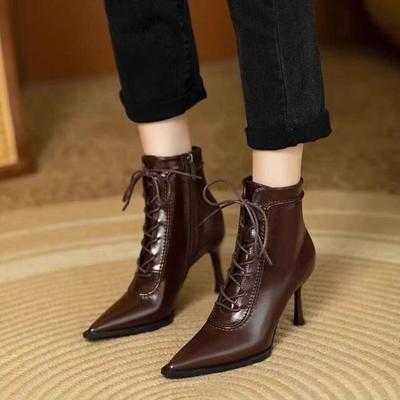Neue Mode Einfarbig Winter Damen Stiefel Stiefeletten Spitzschuh Stiletto Stiefel High Heels Damen Schuhe Stiletto Absatz