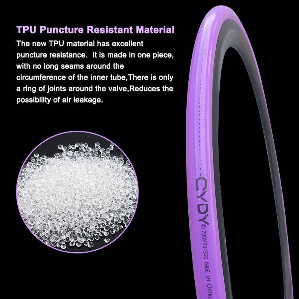 CYDY 700x23 32C TPU Inner Tubes with 45mm 65mm 85mm Ultra Light & Puncture Resistant Bicycle Inner Tube for Road Bike