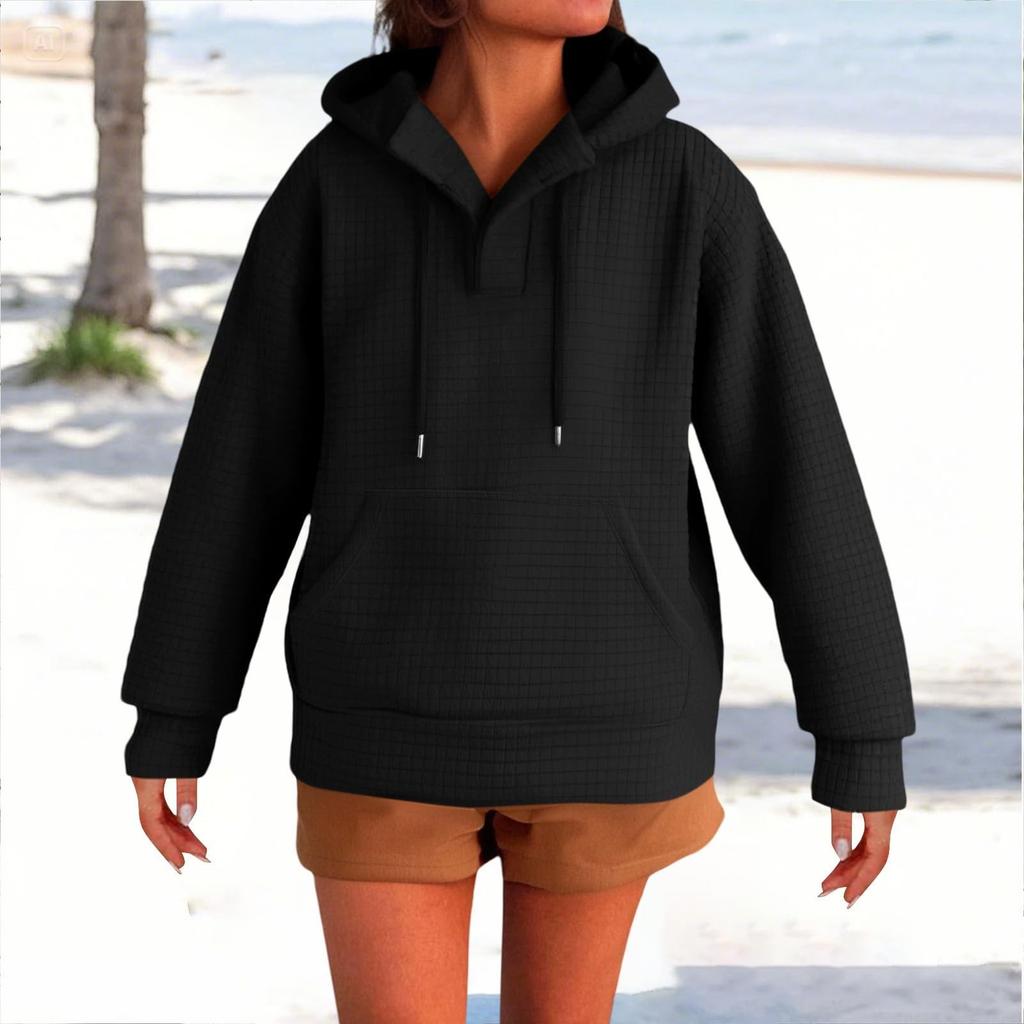 Women's Fashionable Long-sleeved Pullover And Solid-color Hooded Sweatshirt