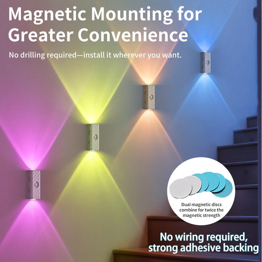 1-2 Pack Modern Indoor White Wall Light with Motion Sensor Up and Down Glowing Night Light for Living Room Hallway Bedroom Decor