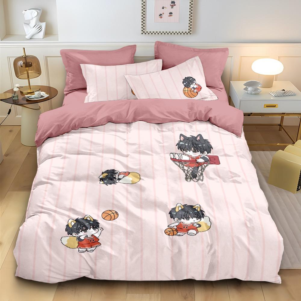 Cartoon Basketball Duvet Cover pillowcase Bedroom Decoration Children Gift adult Single Double bed Large SizeZip Duvet Cover