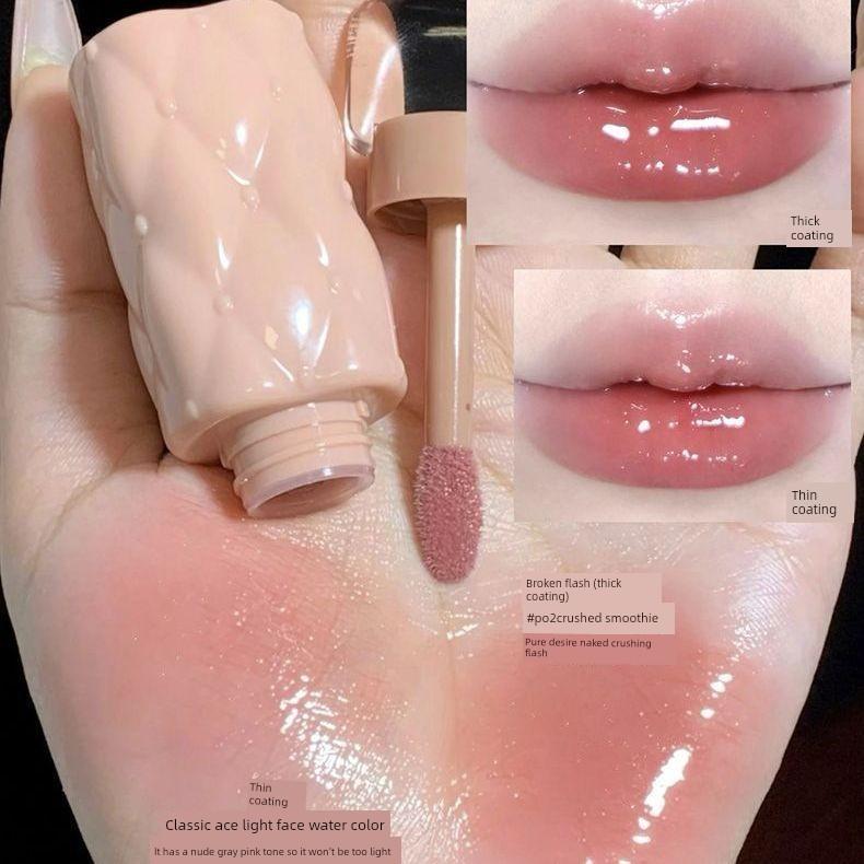 Pinkbear Lip Gloss 2.0 Water Gloss Essence Mirror Lipstick for Women, Non-Stick Cup, Transparent Layered Application