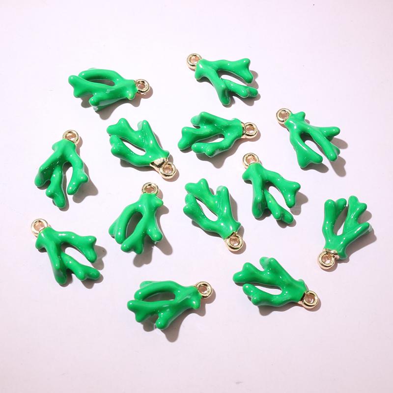 20pcs 16x10x5mm 3D Enamel Coral Charms Pendant Alloy Metal DIY Jewelry Making Accessories for Bracelet Earrings Necklace