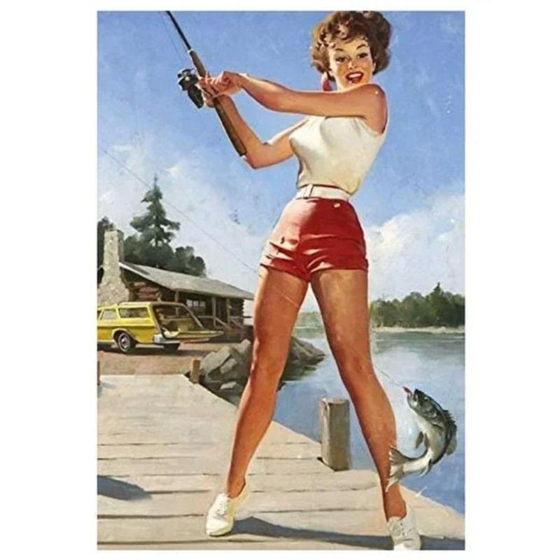 Pinup Girl Metal Tin Sign for Garage Workshop Decor 20x30cm