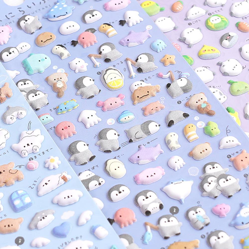 3 pcs Kawaii Mini Animals Cartoon 3D Puffy Stickers Cute Scrapbooking DIY Journal Stationery Sticker Deco Aesthetic Art Supplies