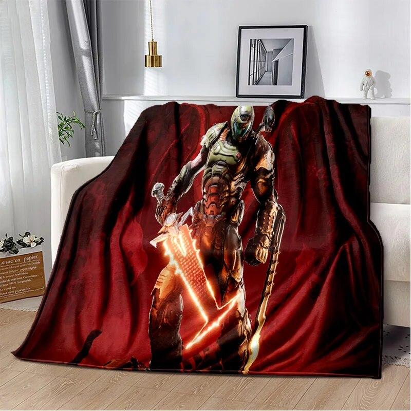 Doom Retro Game Gamer Cartoon  Blanket,Soft Throw Blanket for Home Bedroom Bed Sofa Picnic Travel Office Rest Cover Blanket Kids