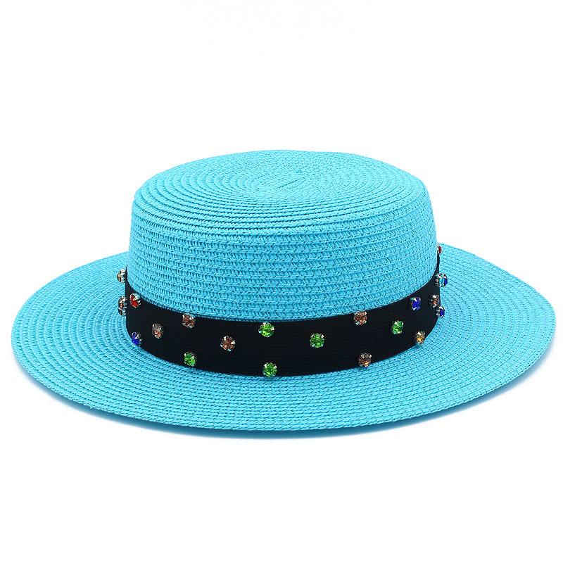 High-quality women's flat-top Panama straw hat summer explosion sunscreen top hat new hat stall