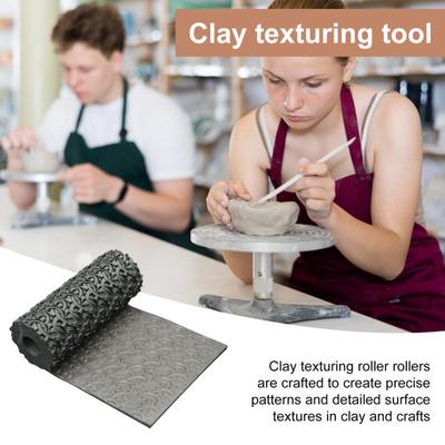 Clay Texture Roller Pottery Stamp Roller Tool Textured Rolling Pins for Ceramic Slab Modeling Painting