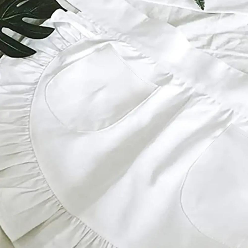 Dual Pockets Maid Apron European Style Kitchen Apron Art Studios Cooking Half Apron  Hotel