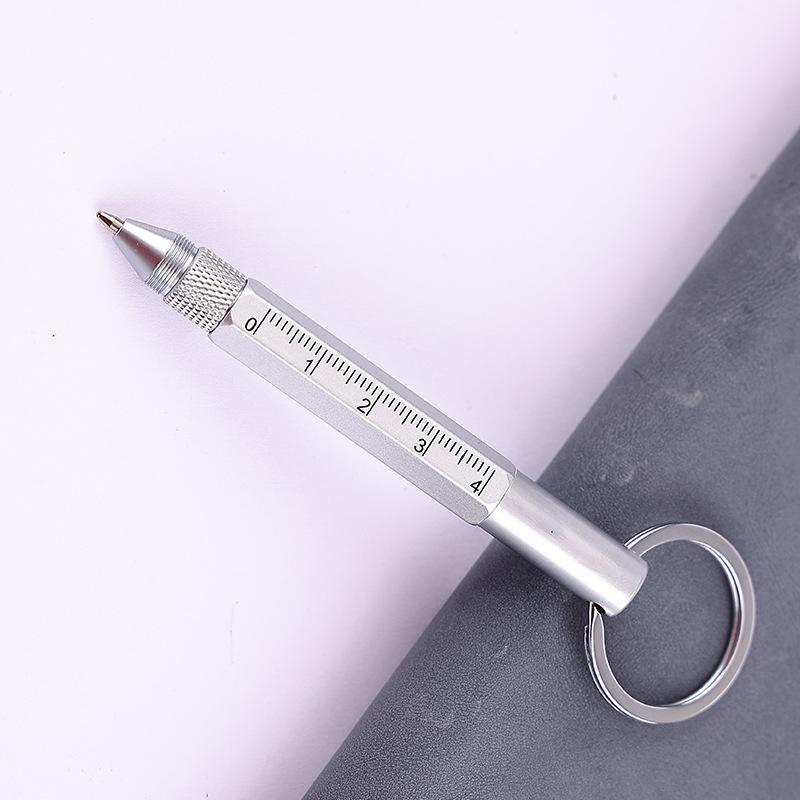 Monking 6 In 1 Multifunctional Pen With Keychain Touch Screen Stylus Capacitive Pen With Screwdriver Ruler Ballpoint Pencil Tool