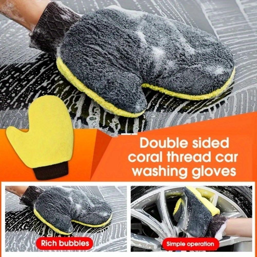 Ultra-soft Microfiber Car Wash Gloves—scratch-resistant and Reusable, with A Double-sided Terry Cloth Design Suitable for Both Dry and Wet Use