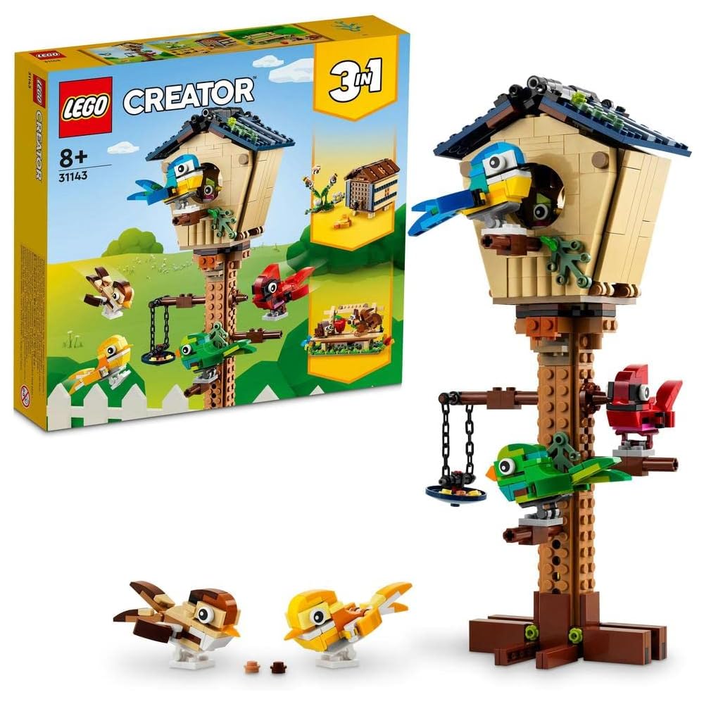 LEGO 31143 Birdhouse Building Set with Colorful Design and 2 Bird Figures, Creative Toy for Kids