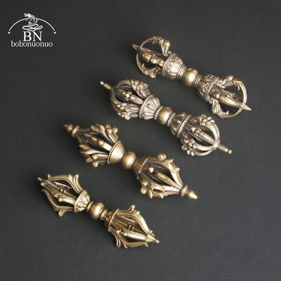 Vintage Kupfer Vajra Stößel Feng Shui Ornament Religiöse Sammlung Buddha Instrument Heimdekorationen Antike Messing Schreibtischdekorationen