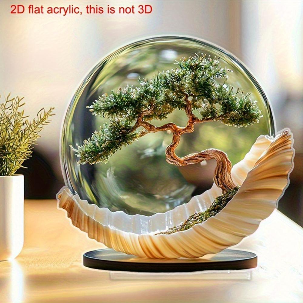 Simple Pine, 2D Flat Acrylic, Desktop Decoration, Suitable for Office, Living Room, Ornaments, Christmas, Halloween