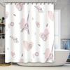 Eiffel Tower Shower Curtain: Romantic French Decor with Musical Notes Hearts Pink Bath Liner for Bathroom Universal Fit (White,