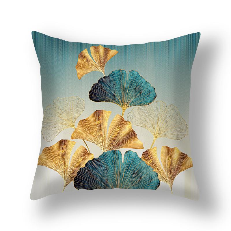 Short Plush Pillowcase, Simple and Versatile Ginkgo Leaf Pillow, Modern Decorative Sofa Pillow, Cushion