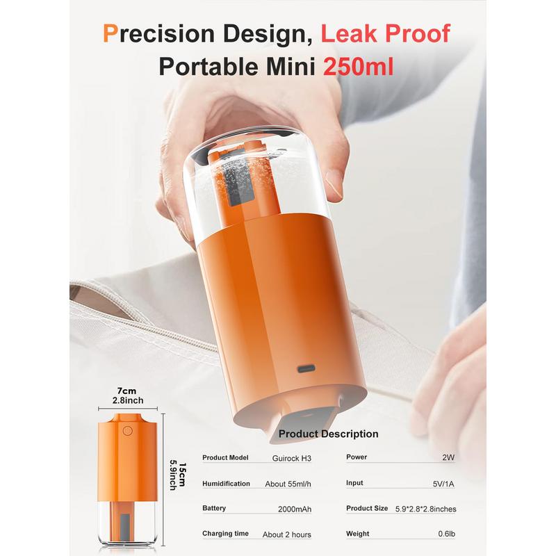 Umidificatoare de aer pentru dormitor, umidificator auto, umidificator alimentat cu baterii, cu două moduri, umidificator compact pentru cameră mică, birou
