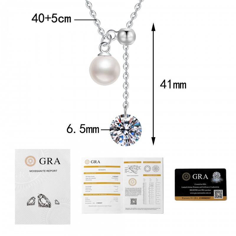 Womens Moissanite Necklace Minimalist Luxury Beaded Tassel Pendant Clavicle Chain