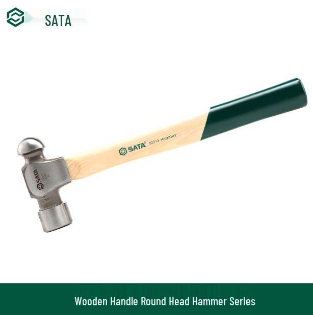 SATA Shida Wooden Handle Round Head Hammer (Models: 92311-92315) Model 92311 - 0.5 lbs