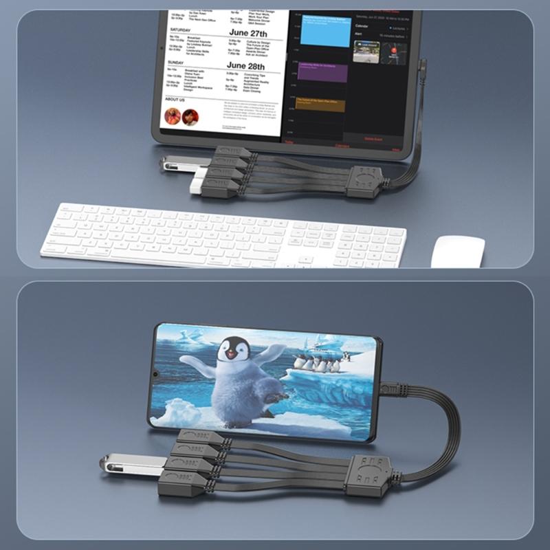 USB C To 4 USB2.0 Splitter Cable For Charging And Data Transfer Compatibles Laptops Tablets And Gaming Consoles