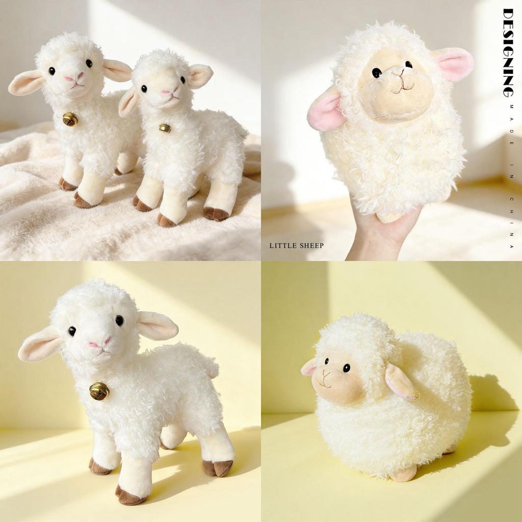 Small Sheep Plush Toy With Bell Soft Stuffed Animal For Kids Gift And Play