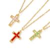 Collar Religioso de Acero Inoxidable 304 Chapado en Oro de 18K Cadena de Cable Trenzado Collar con Colgante de Cruz 45cm+ 5cm Para Mujeres Piedra de Nacimiento