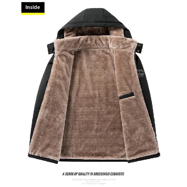 Jacket for Middle-aged and Elderly, Fleece-lined, Thickened, Cold-resistant, Warm, Solid Color, Regular Fit, Men's Cotton Coat, Dad's Outfit