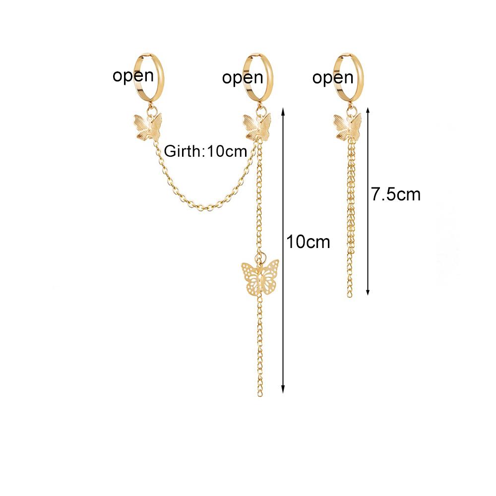 Punk Simple Metal Butterfly Ring Women Opening Adjustable Trend Chain Ring Jewelry Accessories